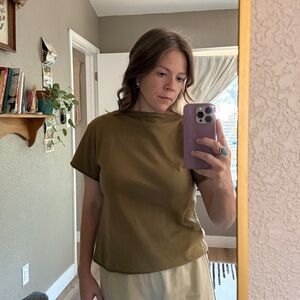 Alabama Chanin x Elizabeth Suzann Organic Cotton Tee in Ochre